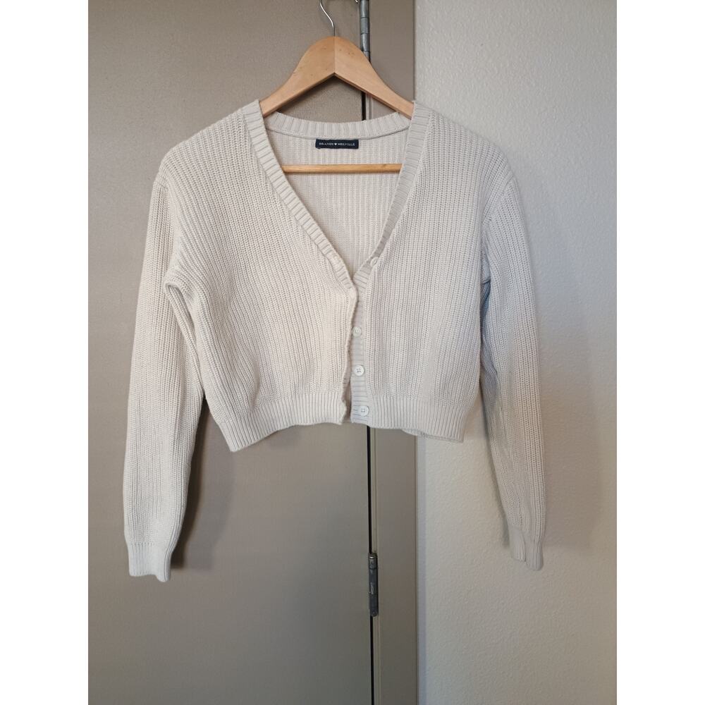 Brandy Melville Billie cropped knit cardigan beige/cream cottage core neutral